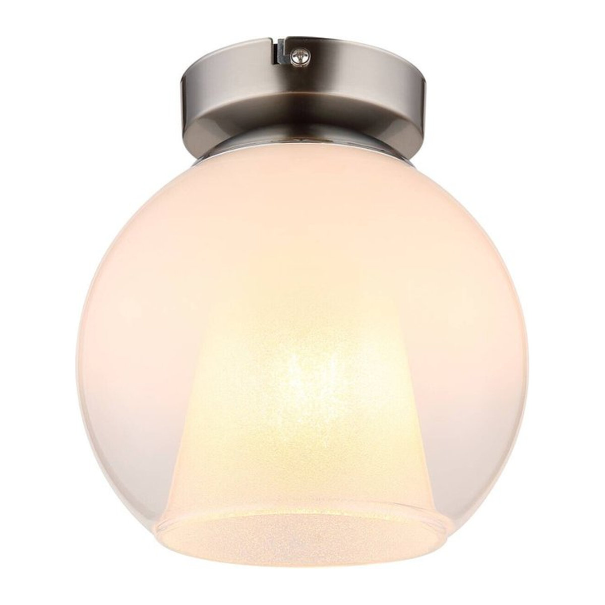 GLOBO Deckenleuchte BARRY Modern aus Metall und Glas in Nickel matt mit E27 Fassung, H: 19 cm, B: 18 cm - Bild 1