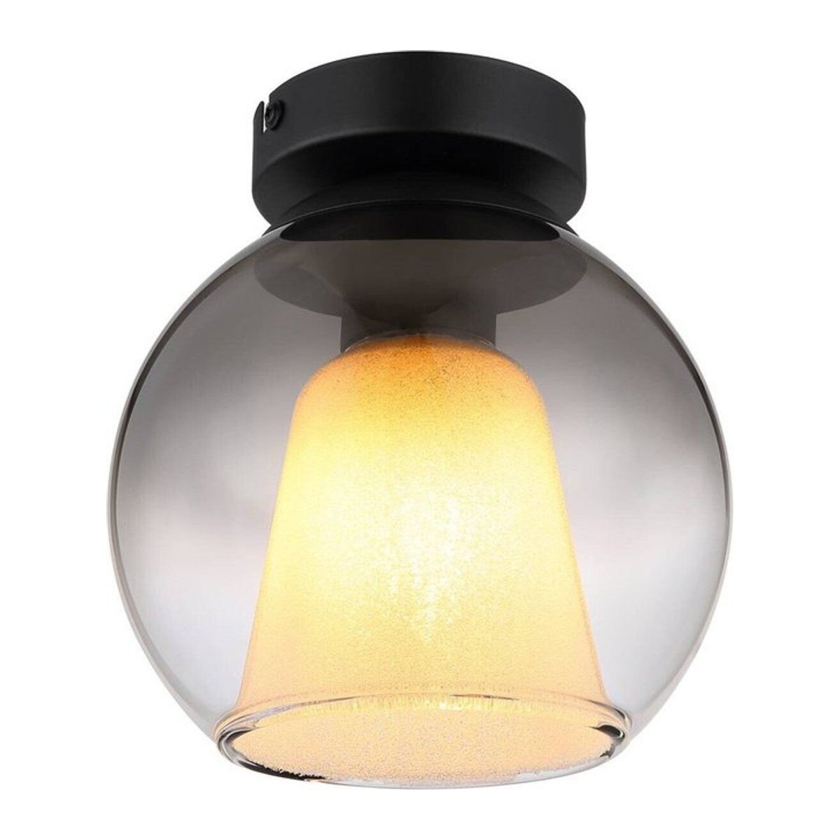 GLOBO Deckenleuchte BARRY Modern Schwarz aus Metall und Glas mit E27 Fassung, H x B x T: 19 x 18 x 18 cm - Bild 1