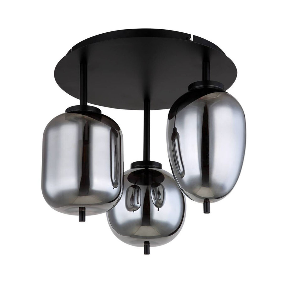 Globo Deckenleuchte Blacky Modern in Schwarz aus Metall und Rauchglas mit 3 E14 Fassungen, H: 36 cm, B: 46 cm - Bild 2