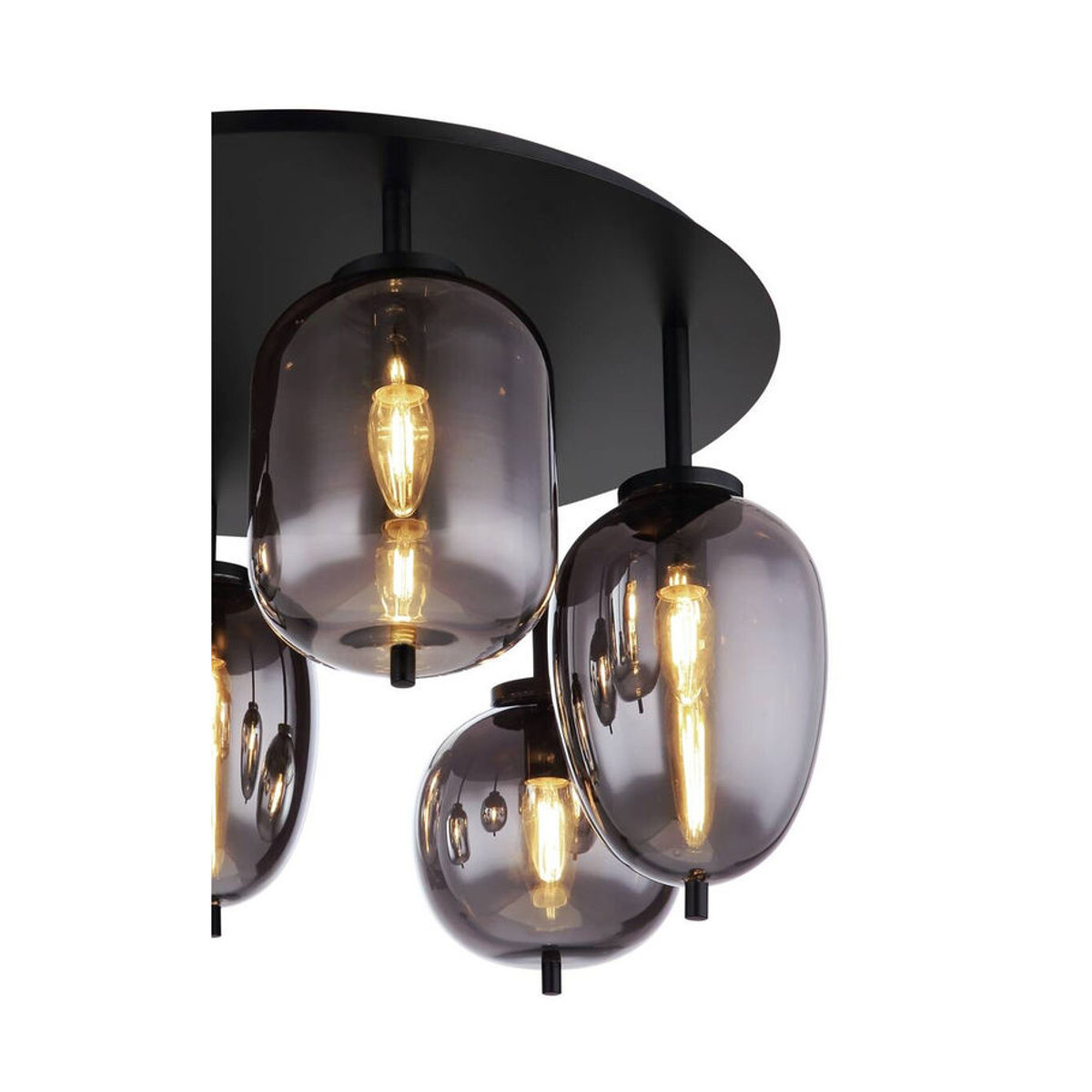 GLOBO Deckenleuchte Blacky Modern in Schwarz aus Metall und Rauchglas mit 6 E14 Fassungen, H x B x T: 38 x 65 cm - Bild 2