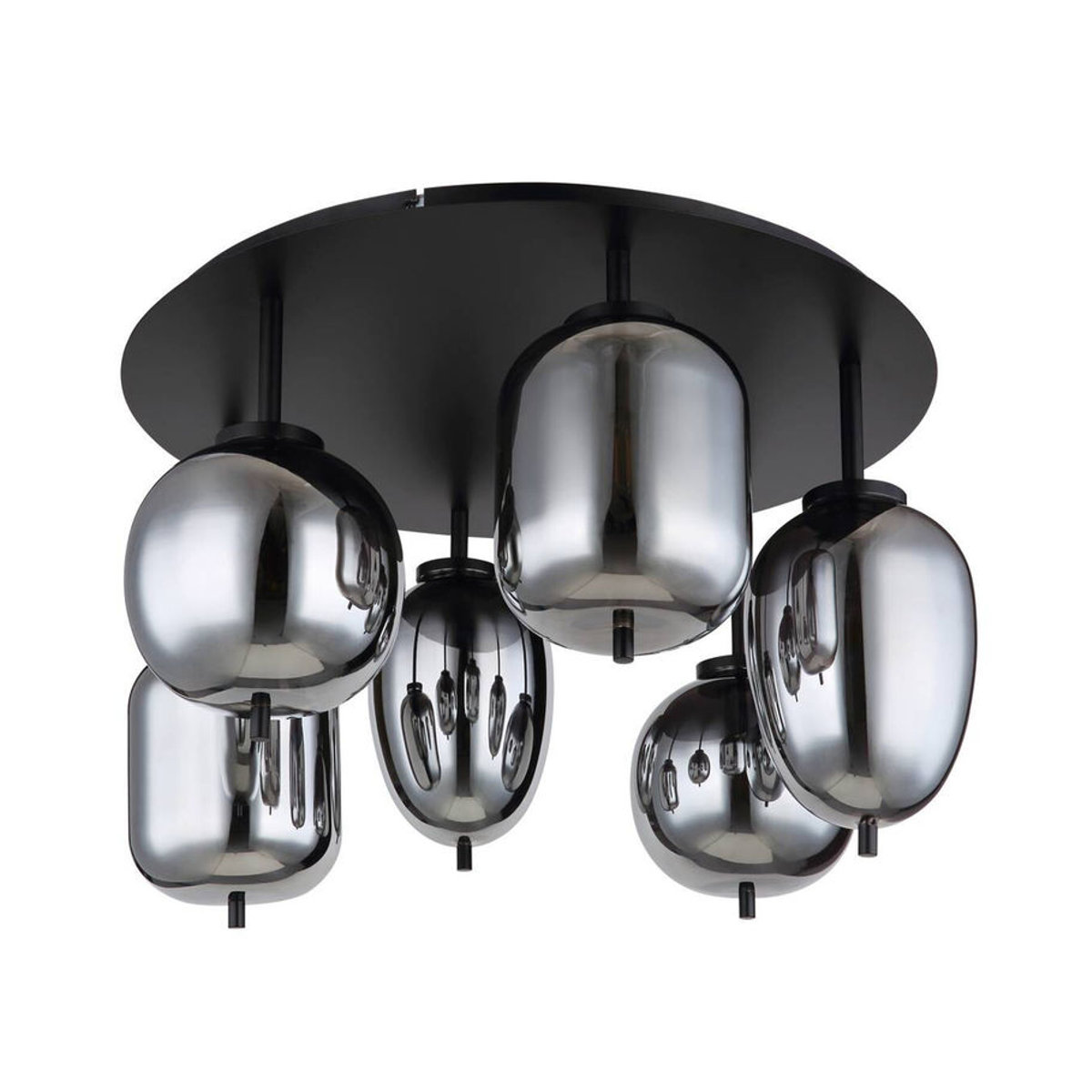 GLOBO Deckenleuchte Blacky Modern in Schwarz aus Metall und Rauchglas mit 6 E14 Fassungen, H x B x T: 38 x 65 cm - Bild 4