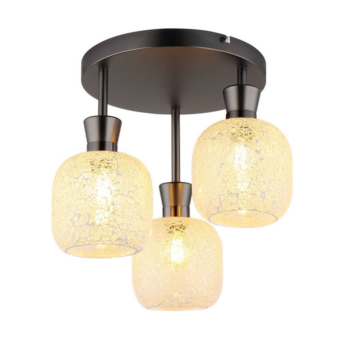 GLOBO Deckenleuchte BROKANA Modern in Schwarz und Chrom aus Metall und Glas mit 3 E14 Fassungen, B/H/L: 21 x 32 x 29 cm - Bild 2