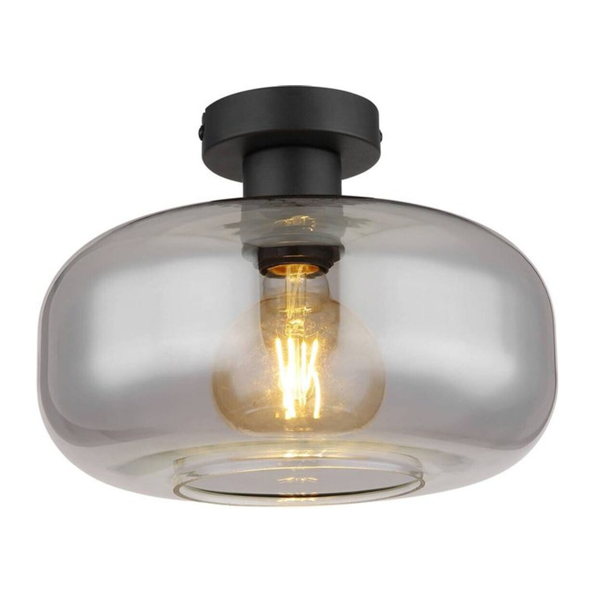 GLOBO Deckenleuchte Giuseppe Modern Schwarz Metall und Glas E27 Höhe: 20,5 cm, Durchmesser: 28 cm - Bild 1