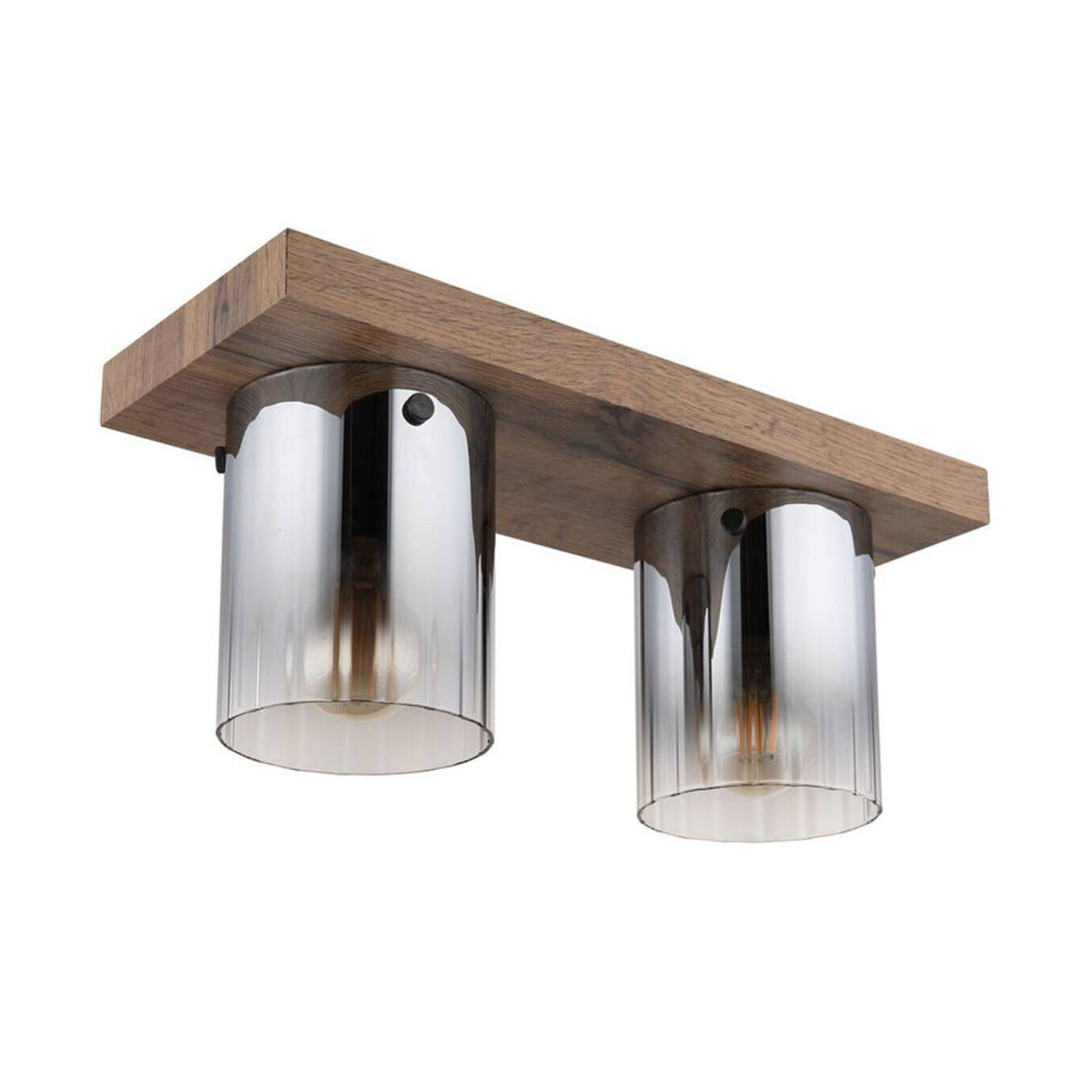 Globo Deckenleuchte im Industrial Design aus Holzwerkstoff und Glas in Braun, 2-flammig, B/H/T: 16 x 40 x 41 cm - Bild 3