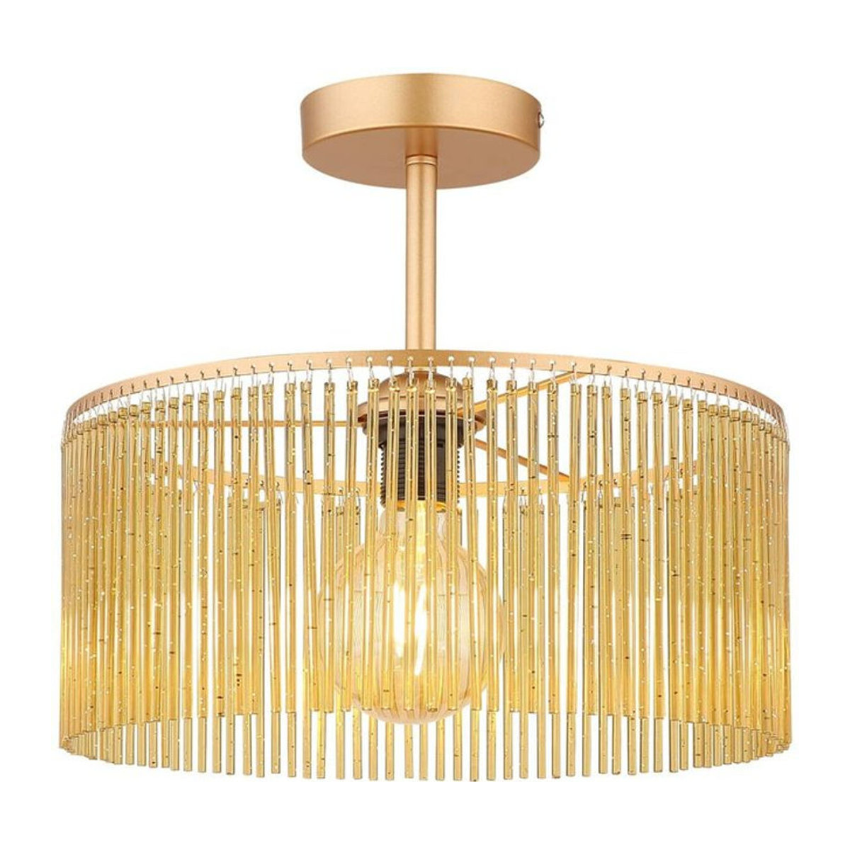 Globo Deckenleuchte Leeds in Amber Gold und Schwarz aus Metall und Acryl mit E27 Fassung, Durchmesser: 35 cm, Höhe: 32 cm - Bild 1