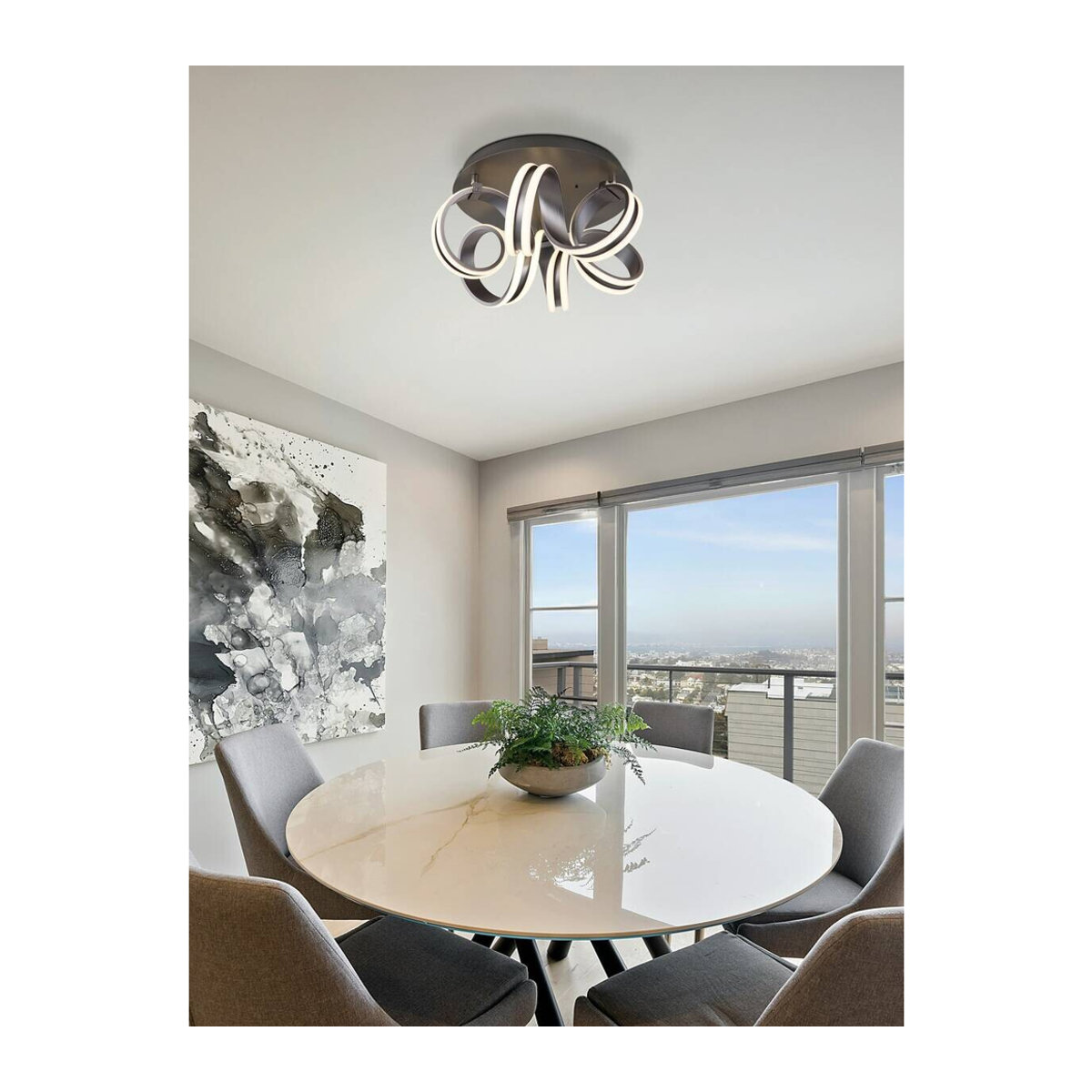 GLOBO Deckenleuchte Modern in Anthrazit und Grau aus Aluminium und Metall mit LED, H x B x T: 25 x 46 x 25 cm - Bild 3