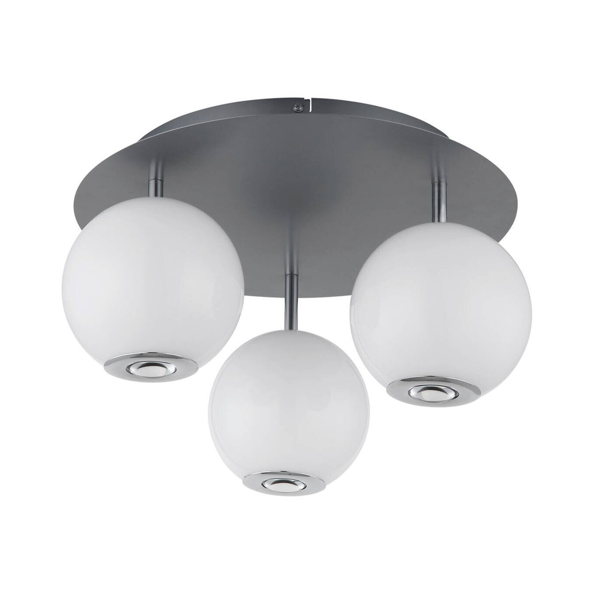 GLOBO Deckenleuchte Modern in Grau aus Metall und Opalglas mit LED, H x B x T: 25 x 42 x 42 cm - Bild 2
