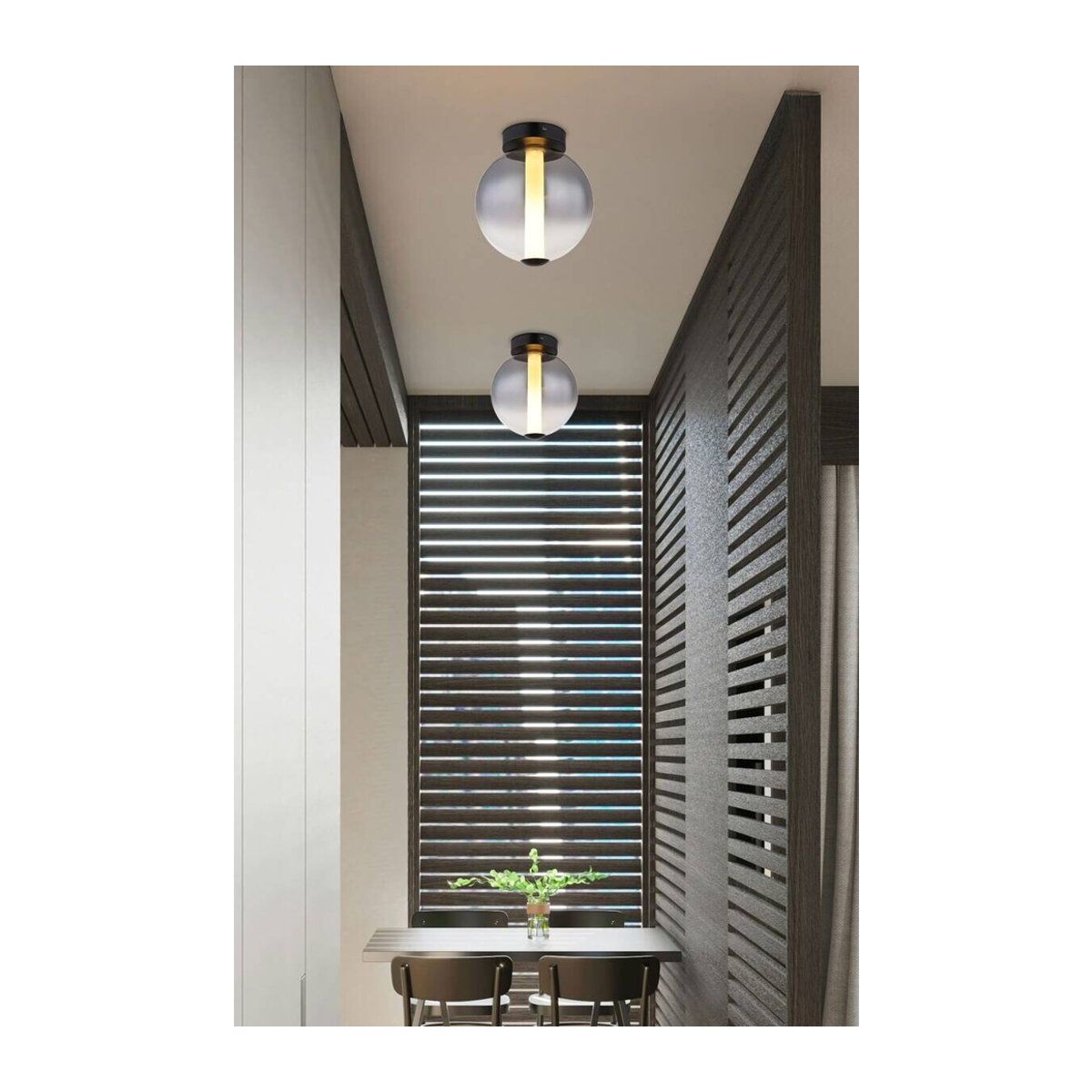 GLOBO Deckenleuchte Modern in Mattschwarz und Rauch aus Glas und Metall mit integriertem warmweißen LED-Licht, Höhe: 28,5 cm, Durchmesser: 25 cm - Bild 2