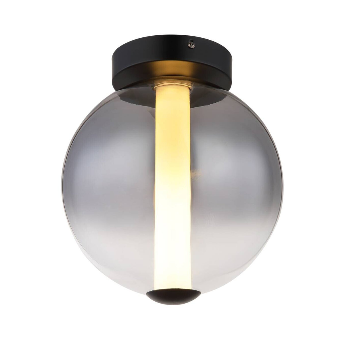 GLOBO Deckenleuchte Modern in Mattschwarz und Rauch aus Glas und Metall mit integriertem warmweißen LED-Licht, Höhe: 28,5 cm, Durchmesser: 25 cm - Bild 3