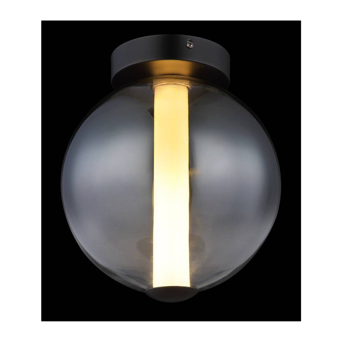 GLOBO Deckenleuchte Modern in Mattschwarz und Rauch aus Glas und Metall mit integriertem warmweißen LED-Licht, Höhe: 28,5 cm, Durchmesser: 25 cm - Bild 4
