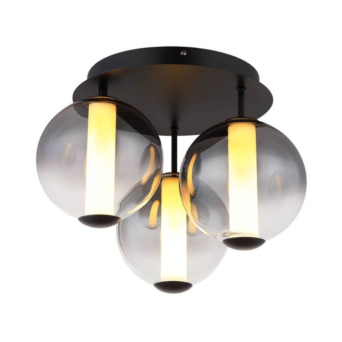 GLOBO Deckenleuchte Modern in Schwarz aus Metall und Glas mit LED in Warmweiß, H: 29,5 cm, B: 38 cm - Bild 3