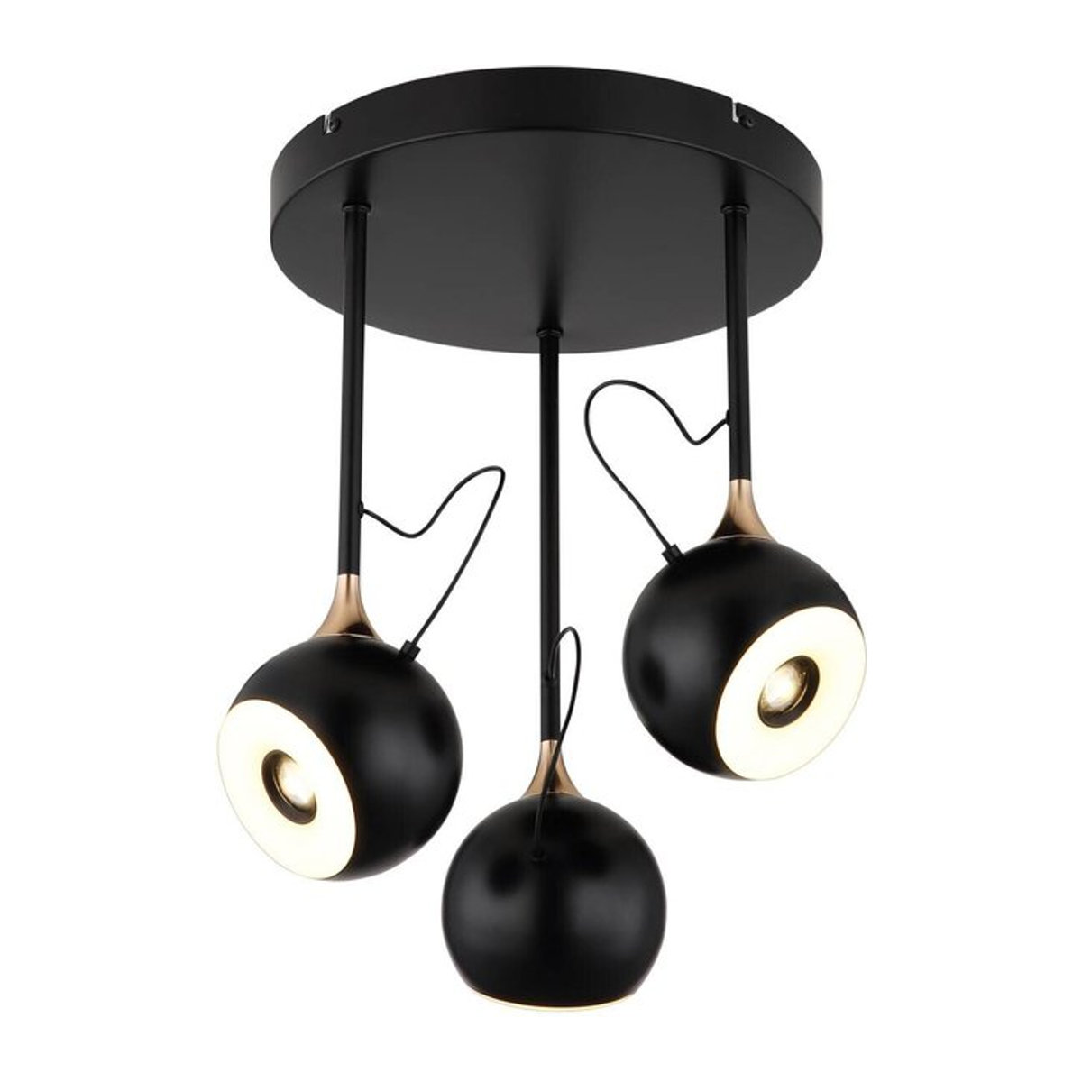 GLOBO Deckenleuchte Modern in Schwarz und Gold aus Metall und Acryl mit integriertem warmweißem LED-Licht, H: 42 cm, B: 32,5 cm - Bild 1