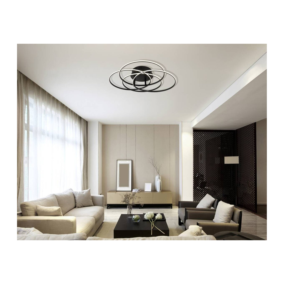 GLOBO Deckenleuchte Modern Schwarz aus Metall und Aluminium mit LED in Neutralweiß H: 11,4 cm, B: 51,5 cm - Bild 3