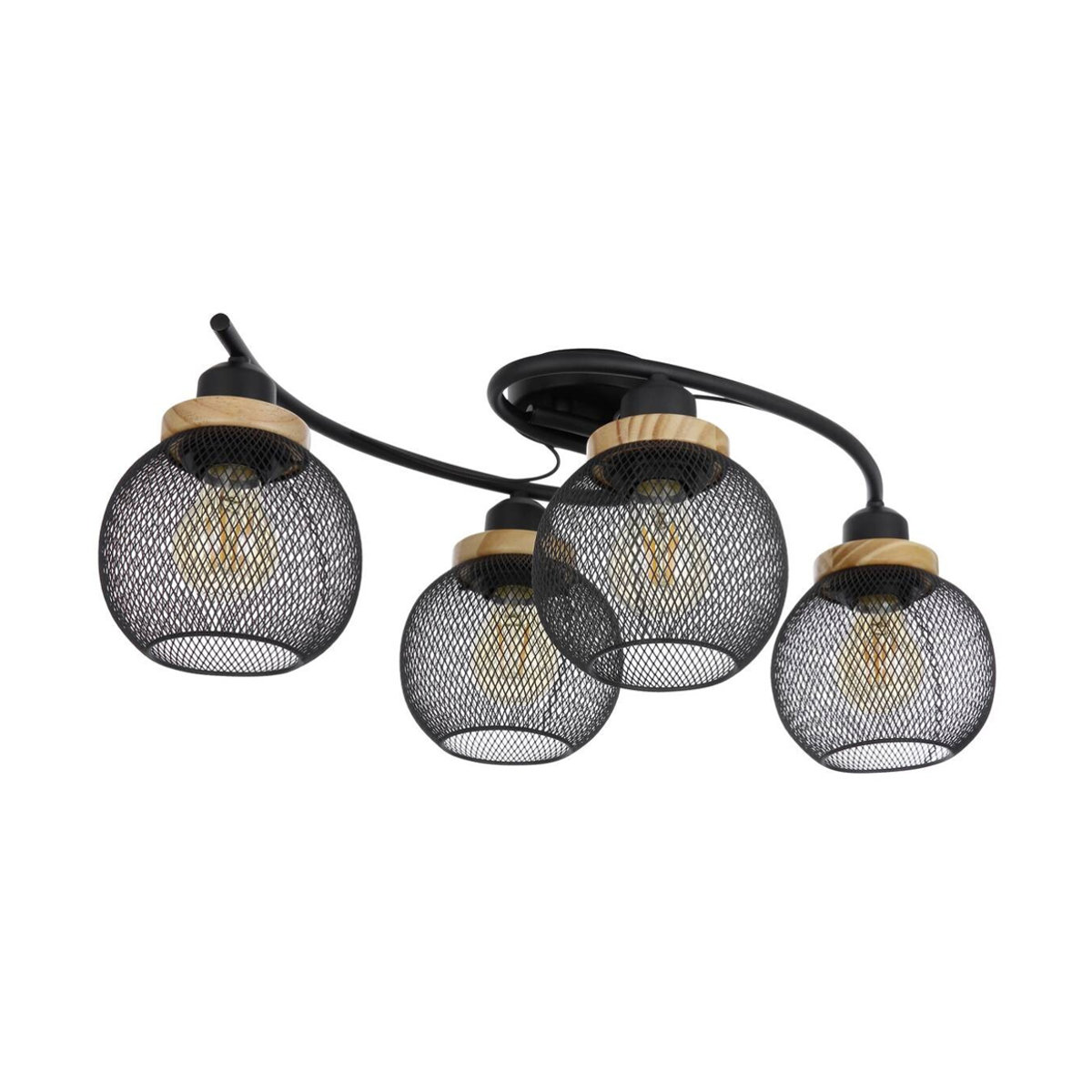 GLOBO Deckenleuchte Pablo Industrial Deckenlampe aus Metall und Holz in Schwarz und Natur, B/H/T: 60 x 22 x 35 cm - Bild 3