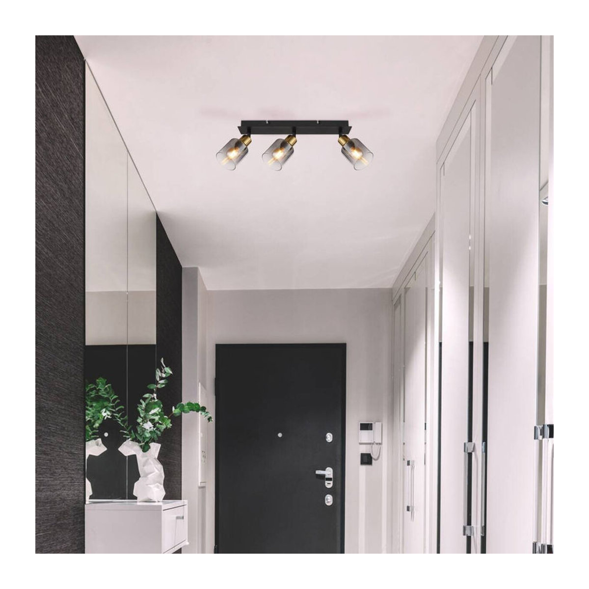 Globo Deckenspot Hollsy Strahler in Schwarz aus Metall und Glas mit E14 Fassung B/H/L: 8 x 18 x 40 cm - Bild 2