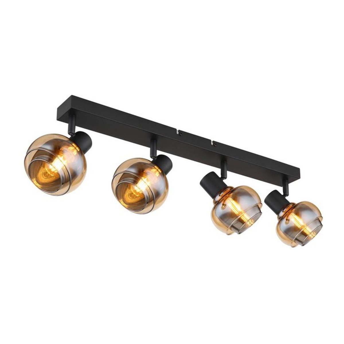 GLOBO Deckenspot Tokki Strahler in Schwarz und Rauch aus Metall und Glas mit 4 E14 Fassungen, B/H/L: 11 x 56 x 14 cm - Bild 1