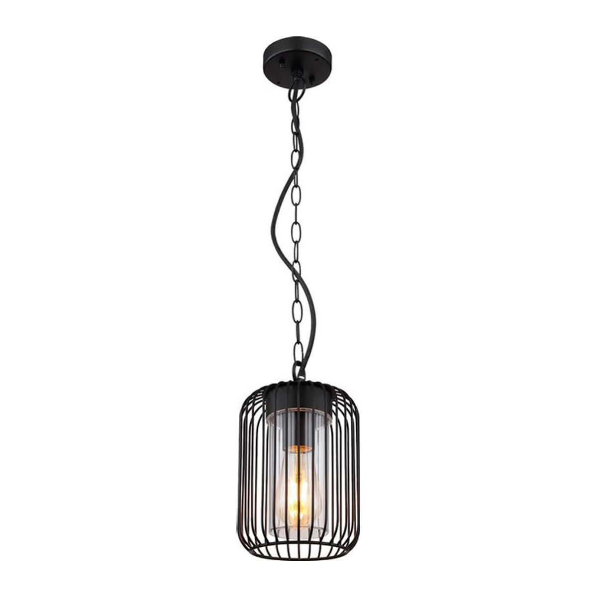 Globo Hängeleuchte Nina in Schwarz aus Metall im Retro Industrial Design mit E27 Fassung, Durchmesser: 16 cm - Bild 2