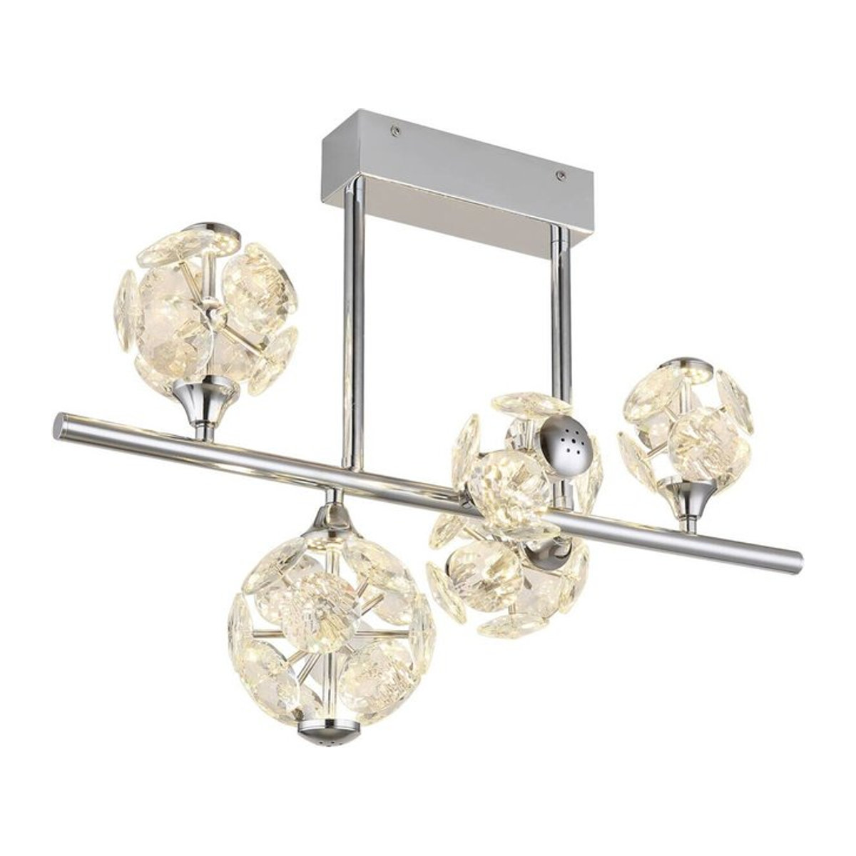 Globo Kronleuchter Deckenleuchte aus Metall in Chrom mit warmweißem LED-Licht, B/H/T/L: 30 x 46 x 61 x 61 cm - Bild 1
