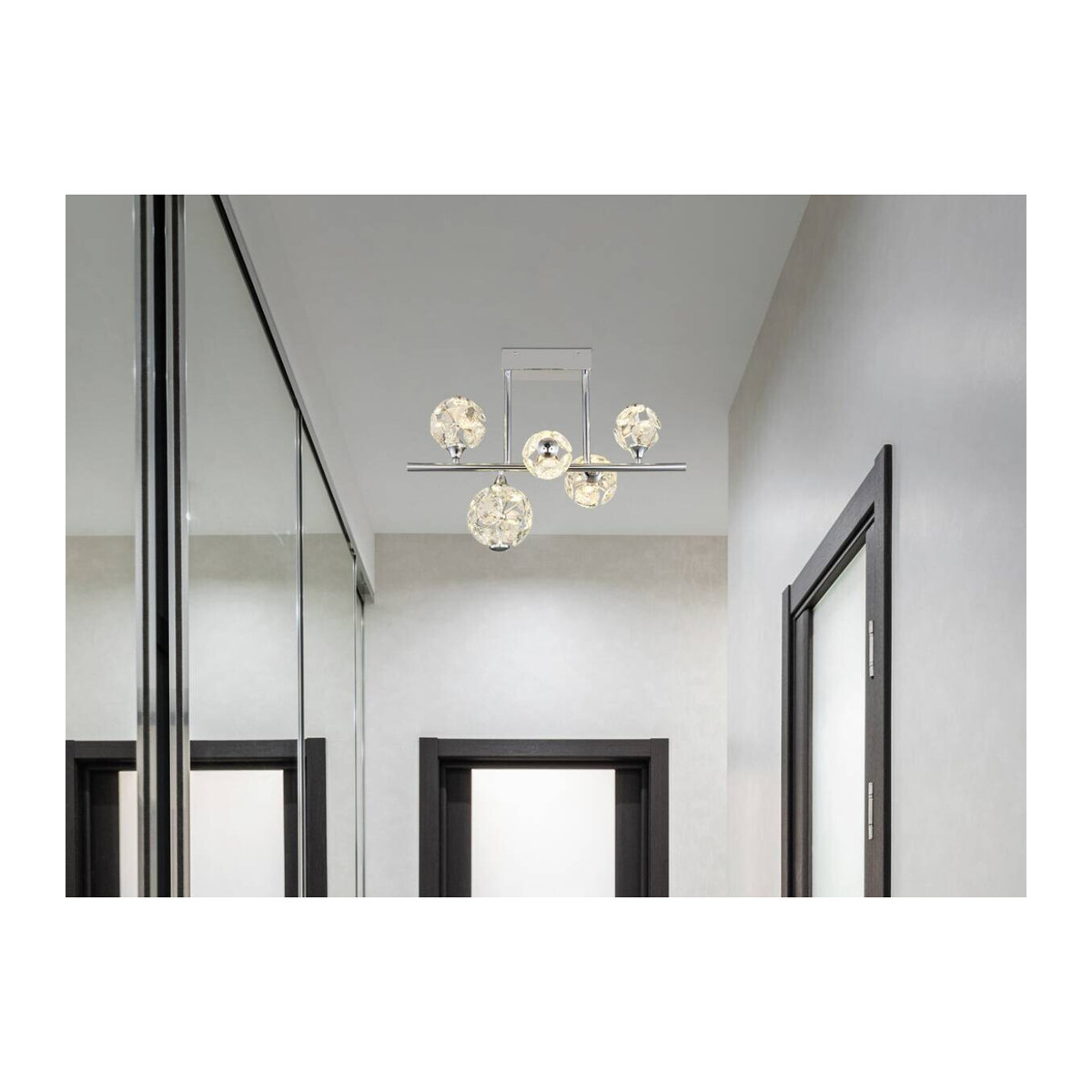Globo Kronleuchter Deckenleuchte aus Metall in Chrom mit warmweißem LED-Licht, B/H/T/L: 30 x 46 x 61 x 61 cm - Bild 2