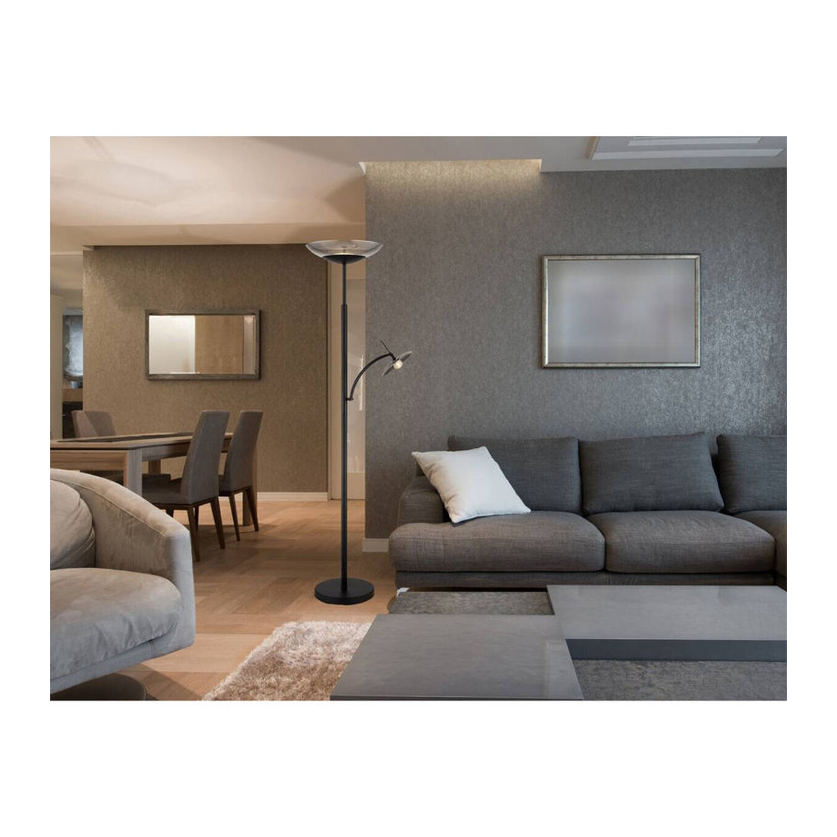 GLOBO LED-Deckenfluter Sophia Modern Schwarz Metall und Glas Höhe: 180 cm - Bild 2