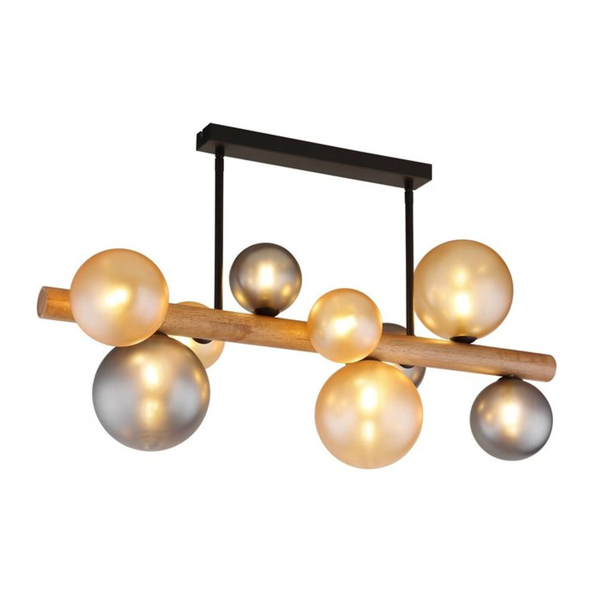 GLOBO LED-Deckenleuchte amber in Schwarz und Braun aus Holz, Glas und Metall mit 9 G9 Brennstellen, B/H/L: 29 x 78 x 45 cm - Bild 1