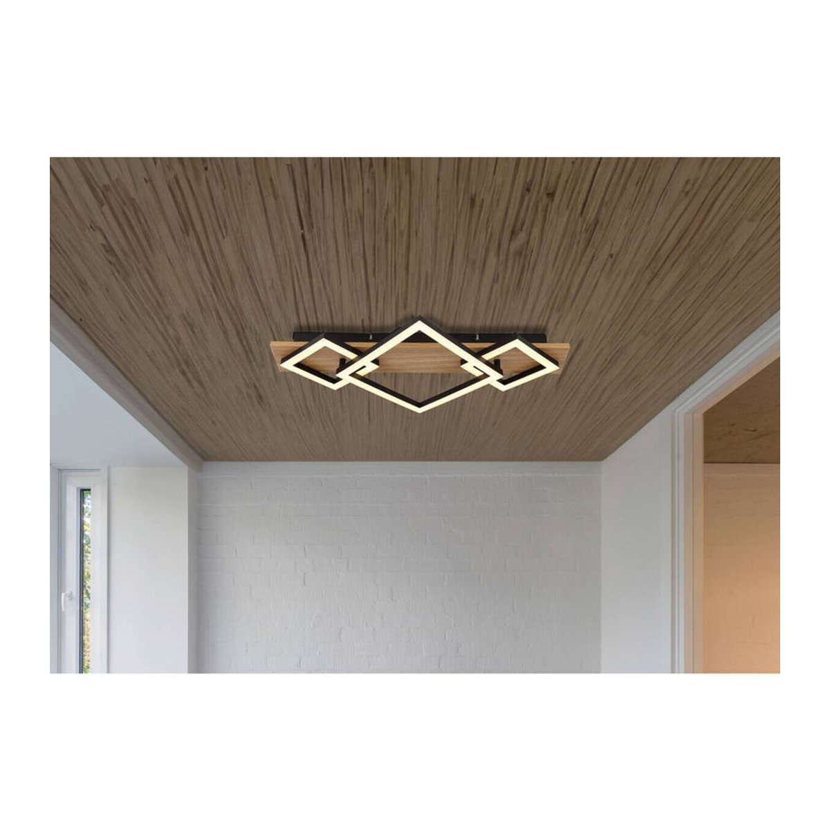 GLOBO LED-Deckenleuchte BEATRIX I Modern in Schwarz/Weiß mit warmweißem Licht, B/H/T: 54 x 7,5 x 31,2 cm - Bild 4