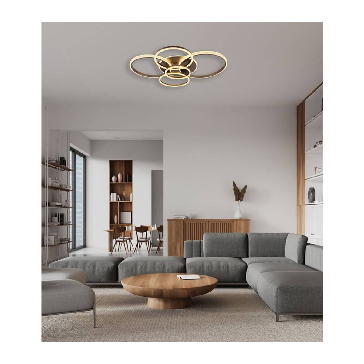 GLOBO LED-Deckenleuchte Lorelei Modern in Anthrazit und Klar aus Metall und Acryl B/H/L: 110 x 12 x 88 cm - Bild 1