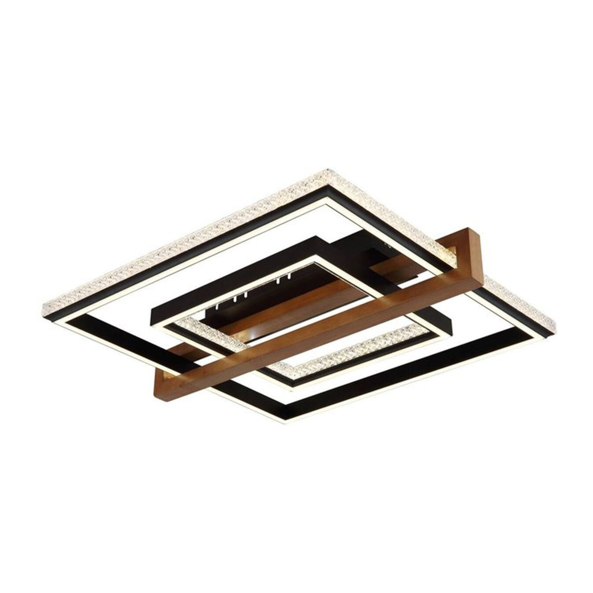 GLOBO LED-Deckenleuchte Modern in Schwarz und Braun aus Holz und Metall, B/H/T: 55 x 11,5 x 50 cm - Bild 1