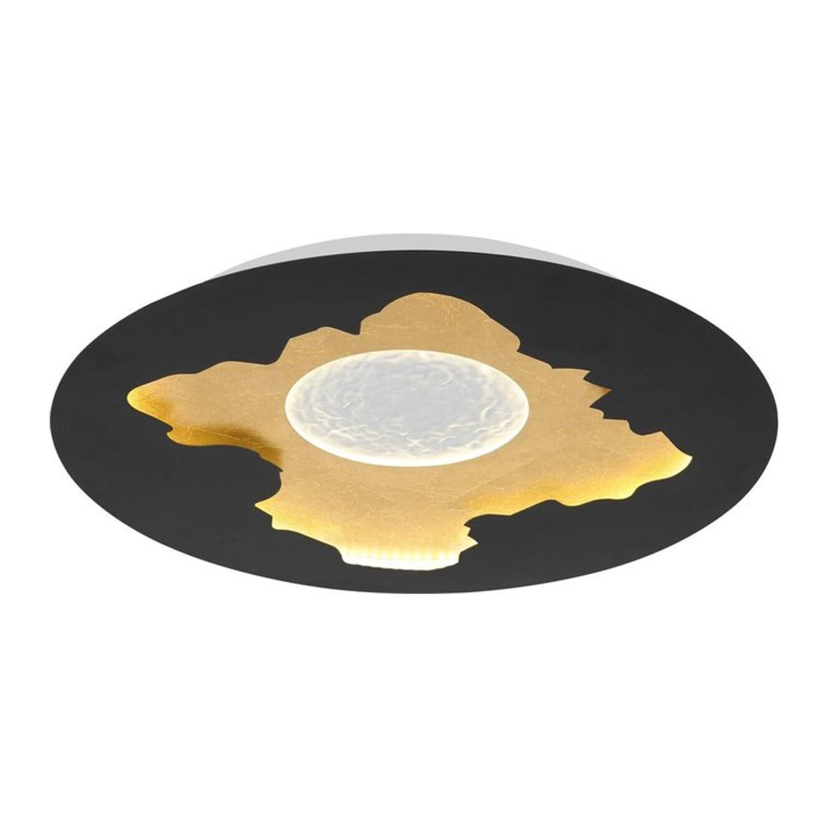 GLOBO LED-Deckenleuchte Modern in Schwarz und Gold aus Metall und Acryl mit neutralweißem Licht, H: 4,9 cm, D: 45 cm - Bild 1