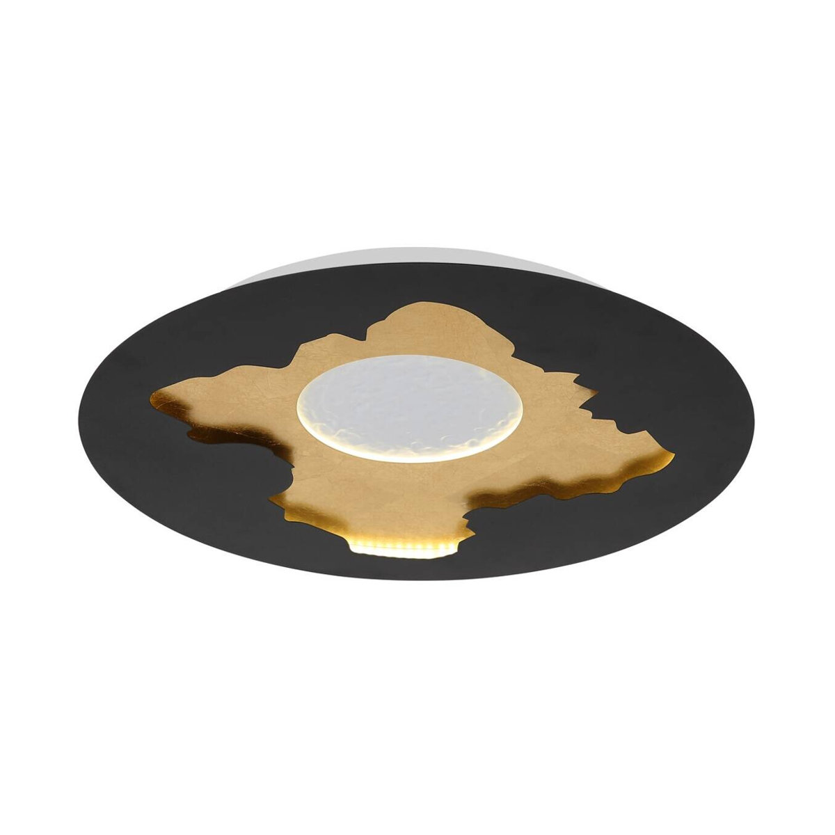 GLOBO LED-Deckenleuchte Modern in Schwarz und Gold aus Metall und Acryl mit neutralweißem Licht, H: 4,9 cm, D: 45 cm - Bild 2