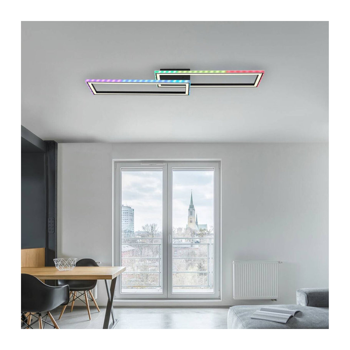 Globo LED-Deckenleuchte Modern Schwarz/Weiß aus Metall und Kunststoff mit Fernbedienung und Dimmfunktion B/H/T: 24 x 5,5 x 94,5 cm - Bild 2