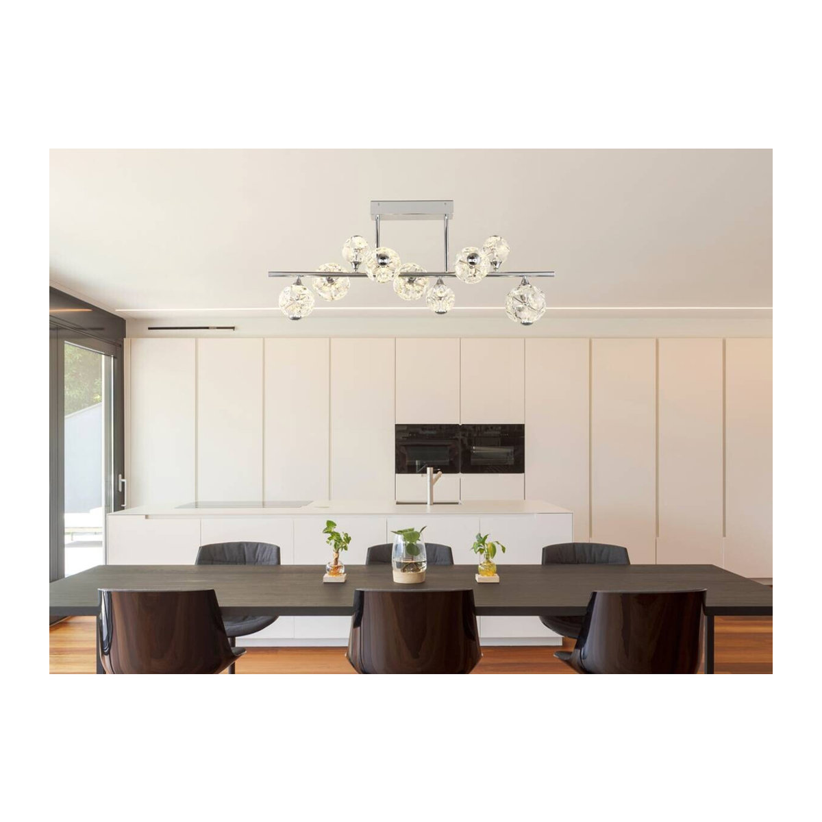 GLOBO LED Kronleuchter Modern in Chrom aus Metall mit warmweißem Licht, B/H/T/L: 34,5 x 45 x 101 x 101 cm - Bild 2