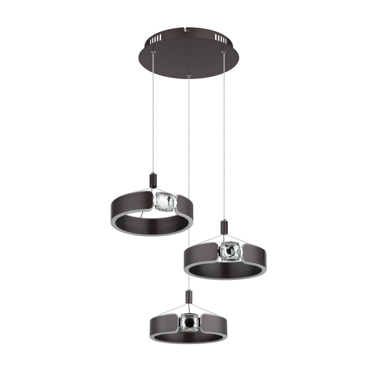 GLOBO LED-Pendelleuchte Modern in Bronze und Opal, Metall und Acryl, H: 125 cm, B: 44 cm - Bild 1
