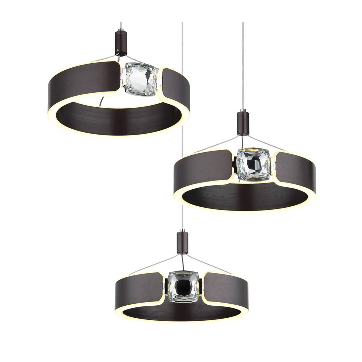 GLOBO LED-Pendelleuchte Modern in Bronze und Opal, Metall und Acryl, H: 125 cm, B: 44 cm - Bild 3