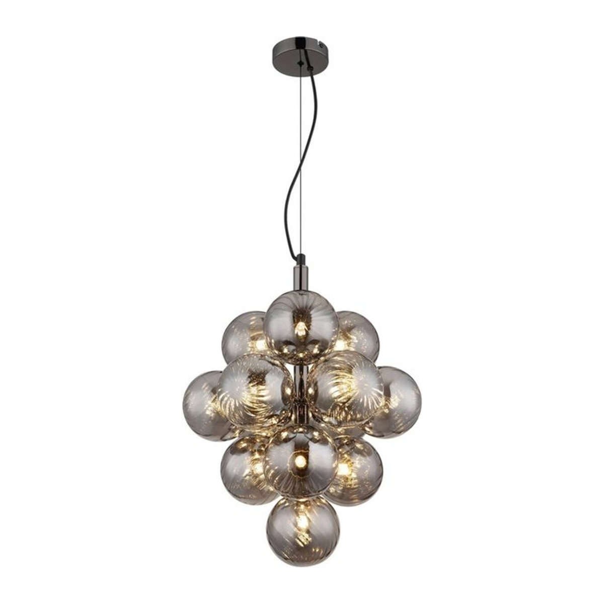 GLOBO LED-Pendelleuchte Modern in Schwarz und Chrom mit Rauchglas aus Metall und Glas, H: 120 cm, Durchmesser: 39,5 cm - Bild 1