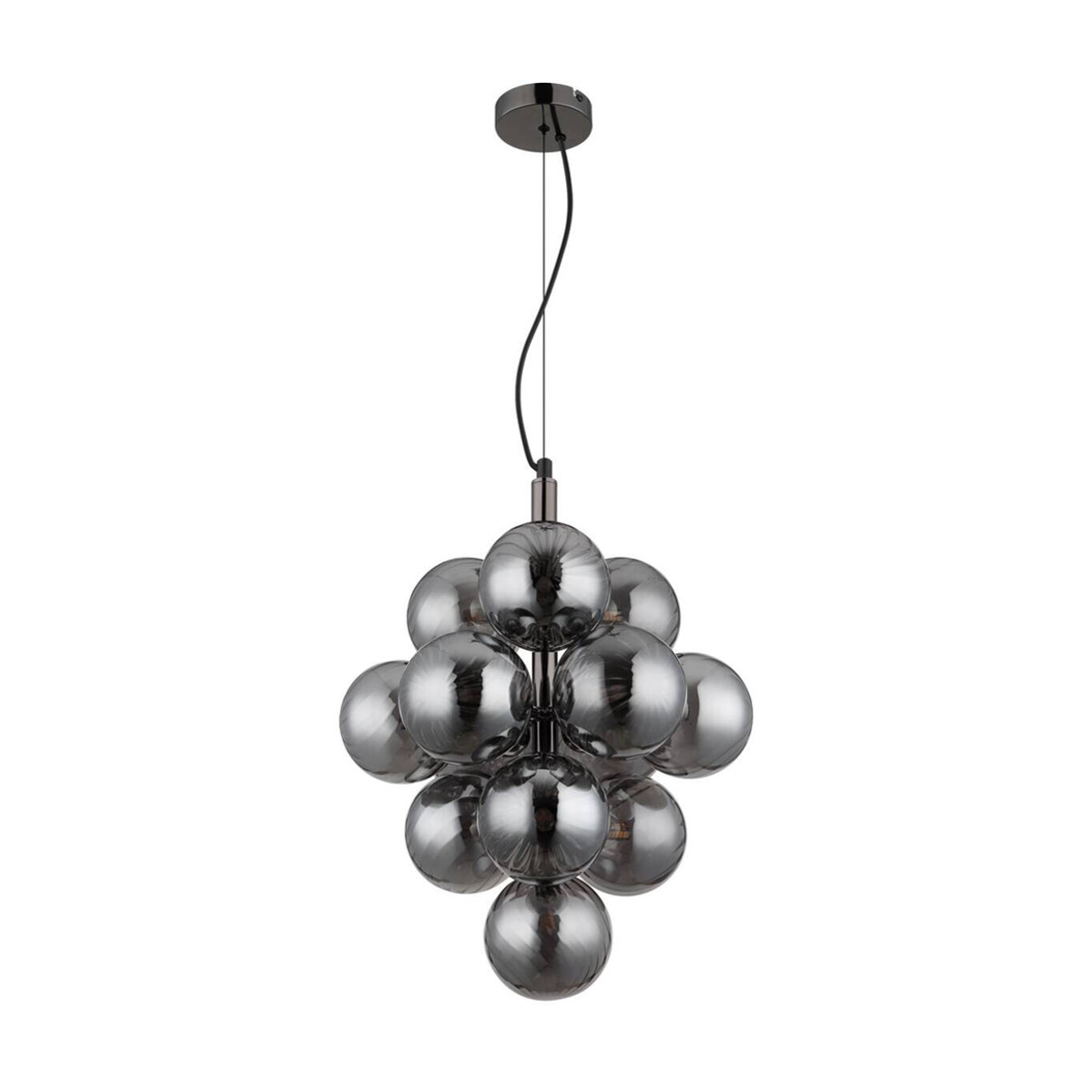 GLOBO LED-Pendelleuchte Modern in Schwarz und Chrom mit Rauchglas aus Metall und Glas, H: 120 cm, Durchmesser: 39,5 cm - Bild 2