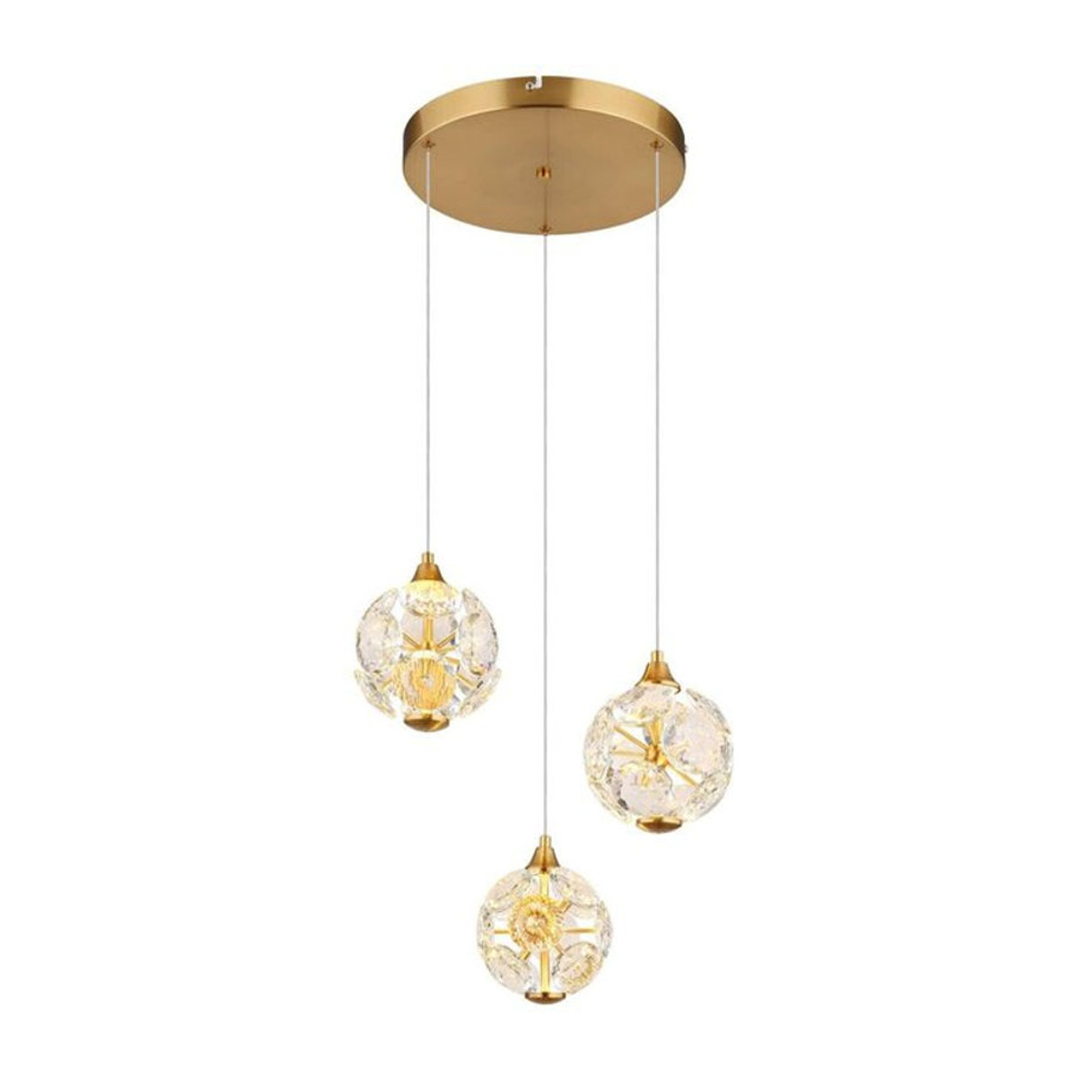 GLOBO LED-Pendelleuchte Virina Modern Gold Metall B: 42 cm, H: 150 cm - Bild 1