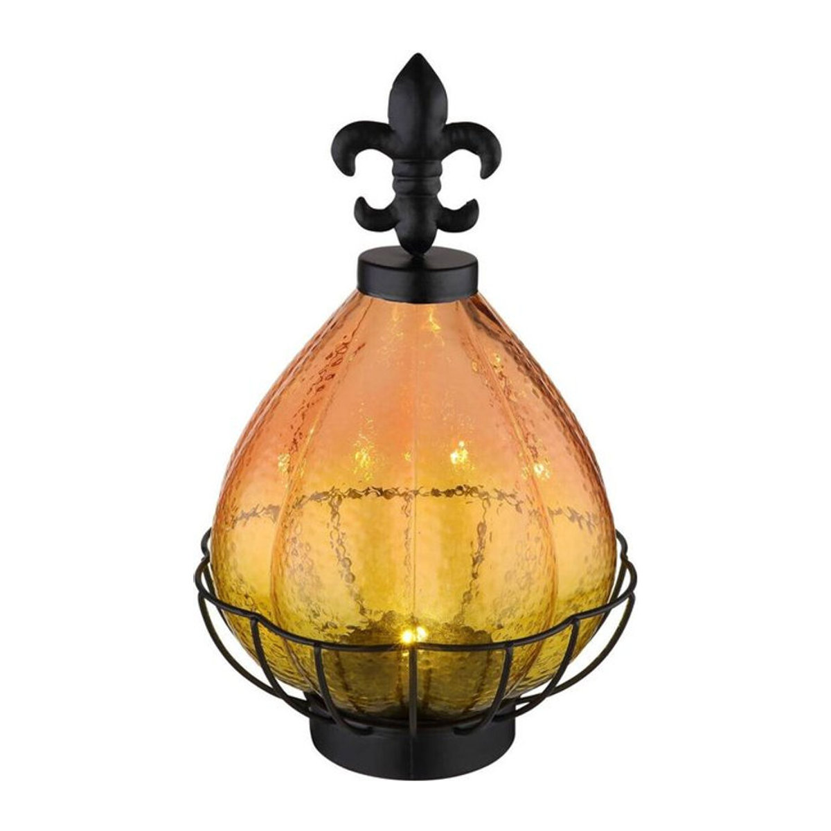 Globo LED-Solarleuchte in Schwarz, Orange und Gelb aus Metall und Glas mit warmweißem Licht, H/D: 25 x 17 cm - Bild 1