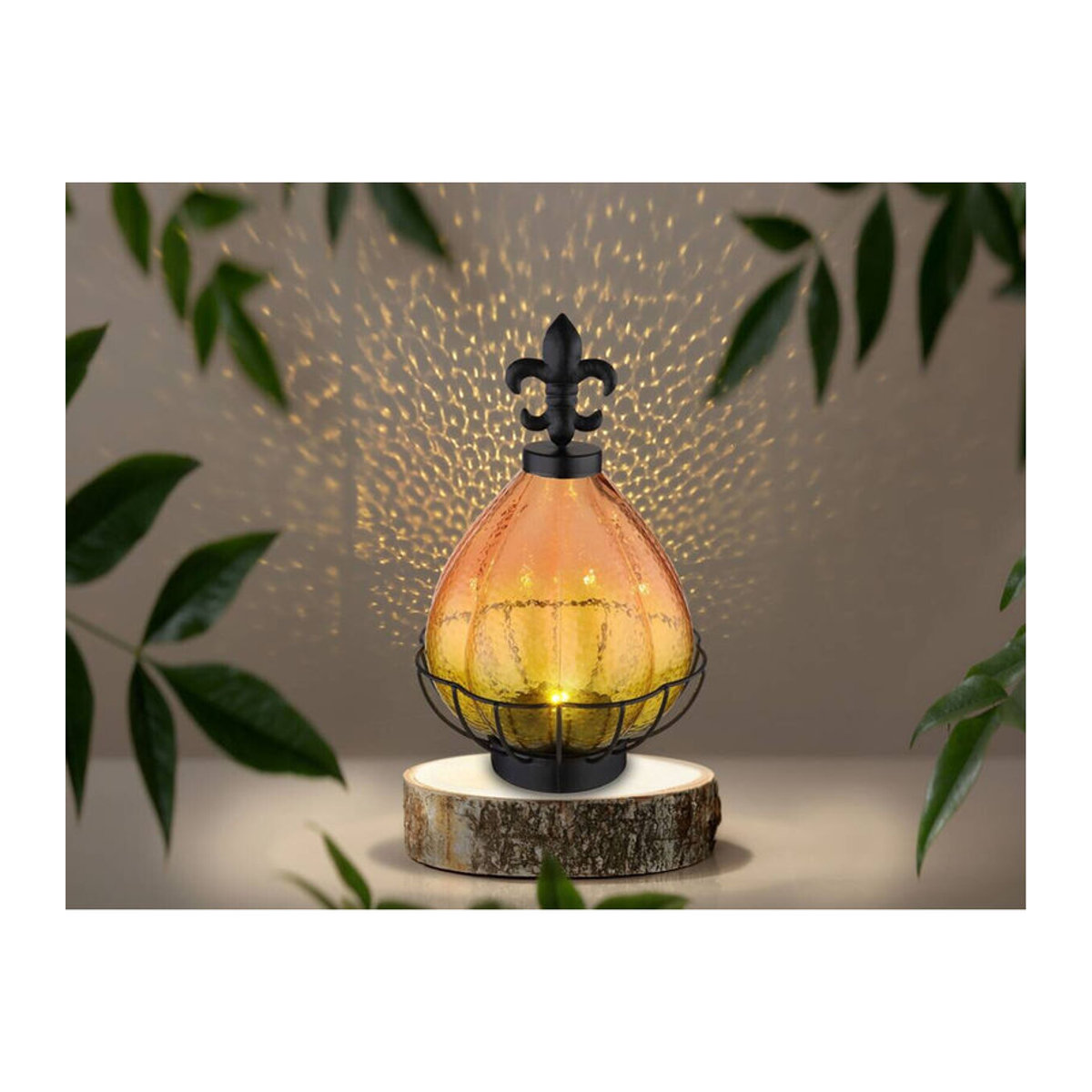 Globo LED-Solarleuchte in Schwarz, Orange und Gelb aus Metall und Glas mit warmweißem Licht, H/D: 25 x 17 cm - Bild 2