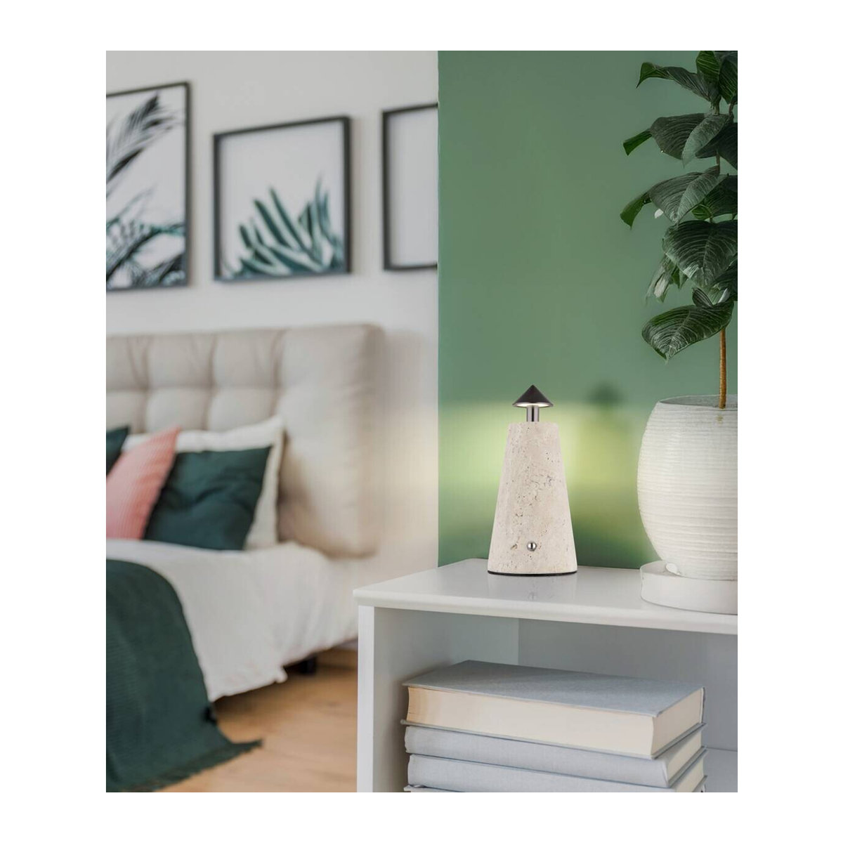 GLOBO LED-Tischleuchte LIVA in Grau, Schwarz und Chrom aus Stein und Kunststoff, H: 19 cm, B: 9 cm - Bild 2