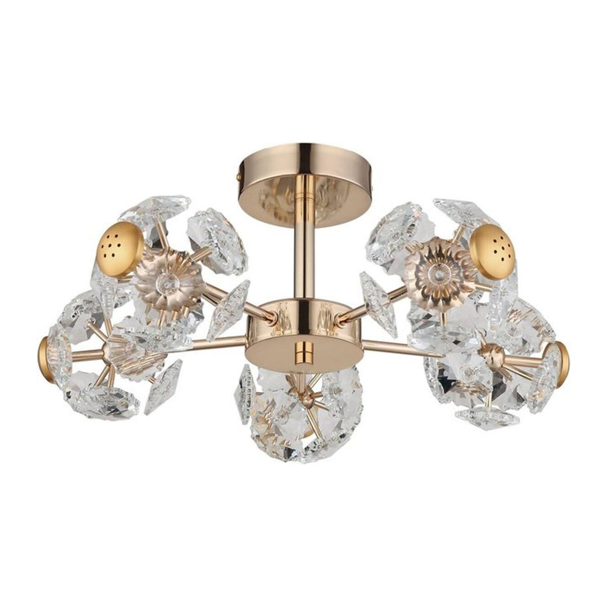 GLOBO Lighting Deckenleuchte FLORIELLA LED Deckenlampe in Gold aus Metall und Glas mit warmweißem Licht, H: 22 cm, B: 50 cm - Bild 1