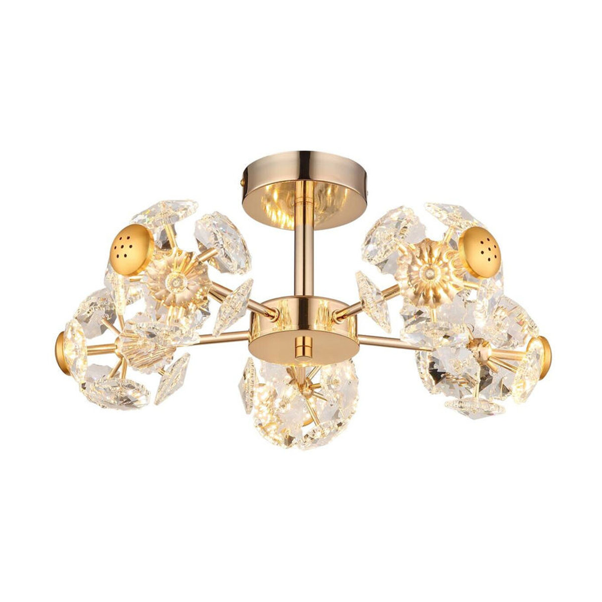 GLOBO Lighting Deckenleuchte FLORIELLA LED Deckenlampe in Gold aus Metall und Glas mit warmweißem Licht, H: 22 cm, B: 50 cm - Bild 2