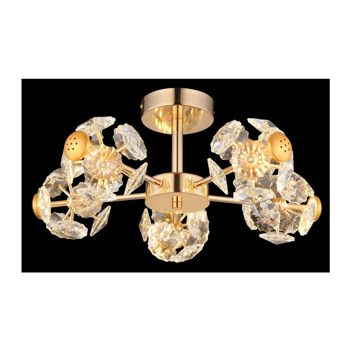 GLOBO Lighting Deckenleuchte FLORIELLA LED Deckenlampe in Gold aus Metall und Glas mit warmweißem Licht, H: 22 cm, B: 50 cm - Bild 4