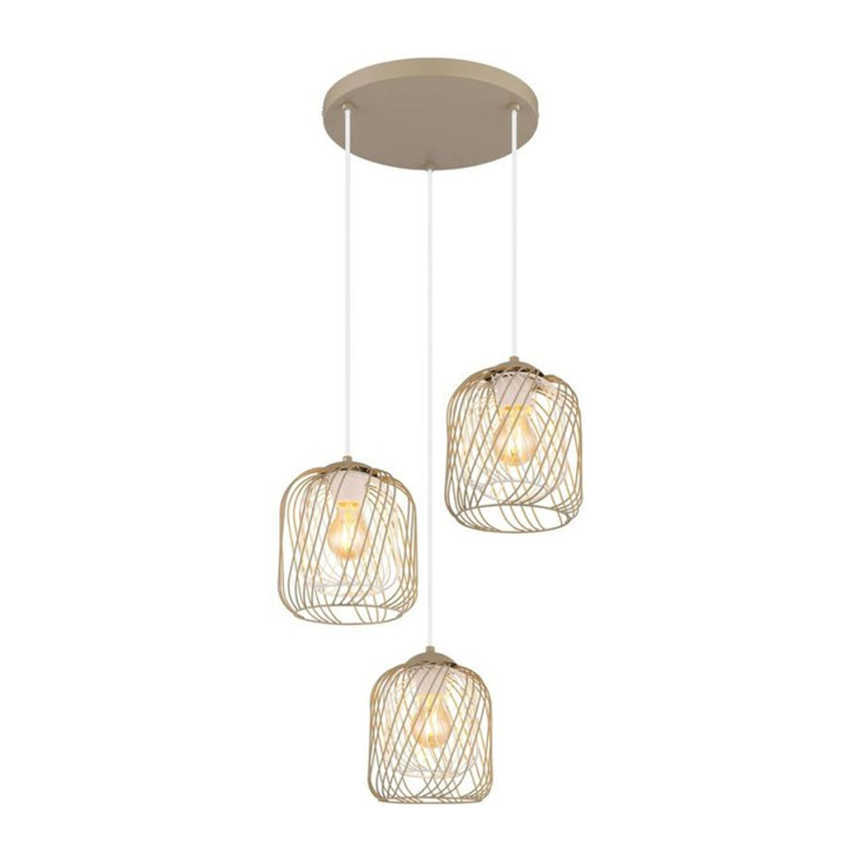 GLOBO Lighting Pendelleuchte DICHTI in Beige aus Metall und Kunststoff im Industrial Retro Design mit 3 E27 Fassungen, H x B: 150 x 39,4 cm - Bild 1