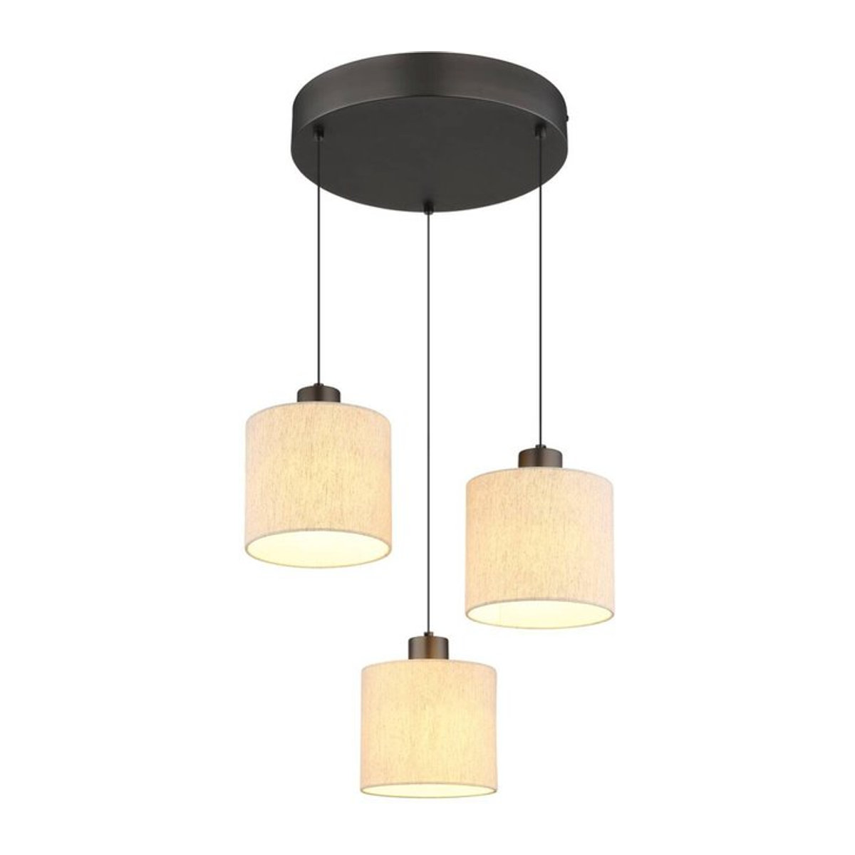 GLOBO Lighting Pendelleuchte THEA in Beige und Schwarz aus Metall und Leinen, H: 180 cm, B: 49 cm - Bild 1