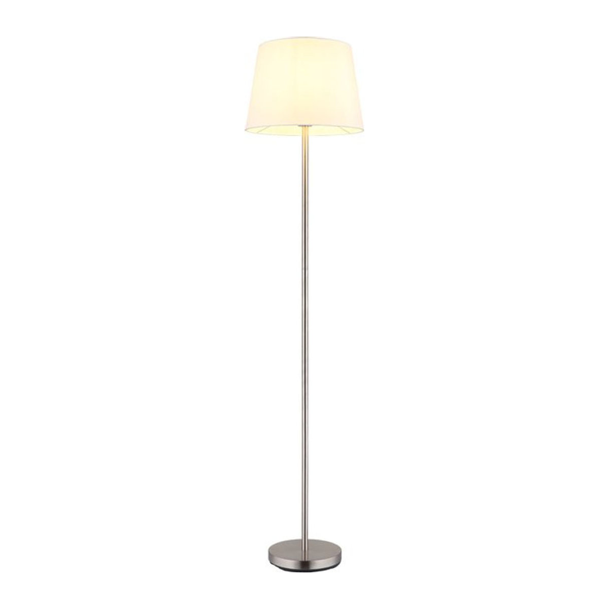 GLOBO Lighting Stehleuchte JORIS Modern in Weiß und Silber mit Textilschirm und E27 Fassung, H: 151 cm, B: 35 cm, T: 40 cm - Bild 1
