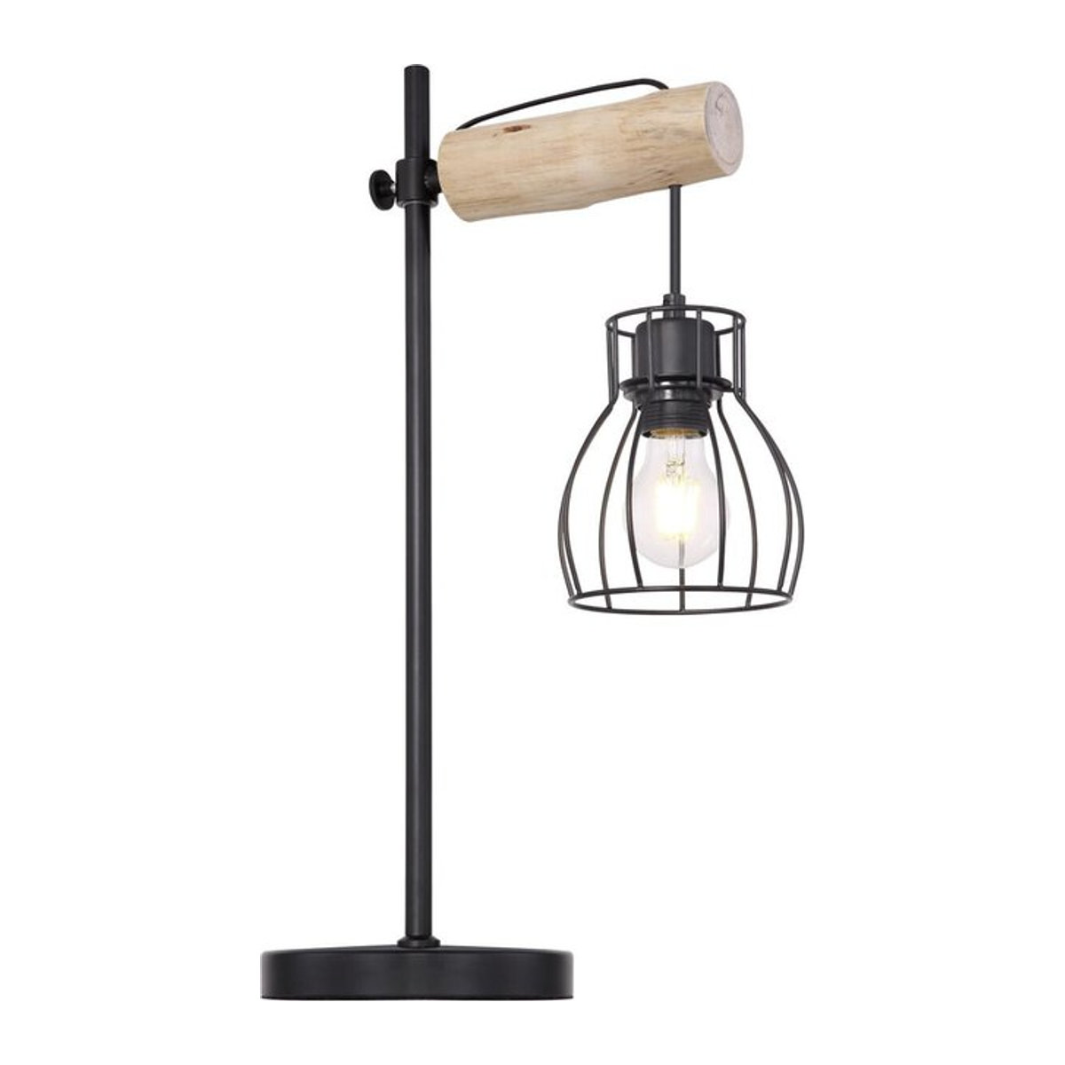 GLOBO Lighting Tischleuchte Mina in Schwarz und Natur aus Metall und Holz mit E27 Fassung, H: 55 cm, B: 40 cm, T: 18 cm - Bild 1