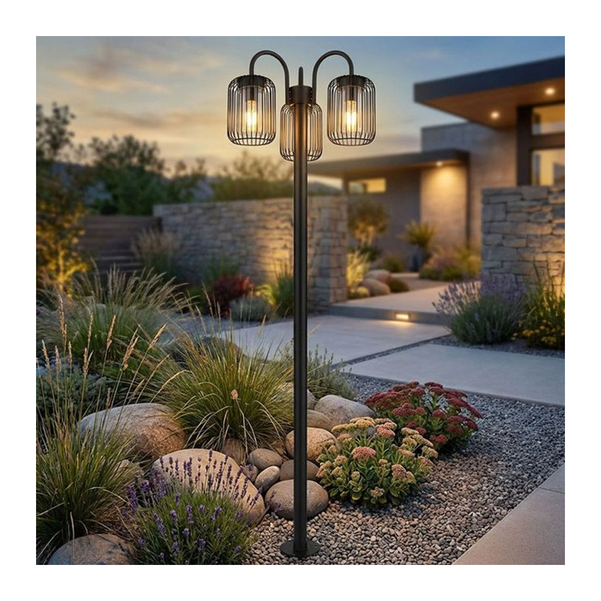 GLOBO LIGHTING Wandleuchte Adelheid in Schwarz aus Edelstahl und Metall mit 15 W und IP44 Schutz, H: 180 cm - Bild 3