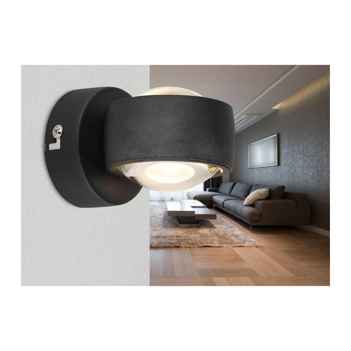 GLOBO LIGHTING Wandleuchte RANDI LED Up & Down Spotleuchte aus Metall und Glas in Schwarz mit warmweißem Licht, B/H: 7,5 x 7 cm - Bild 3