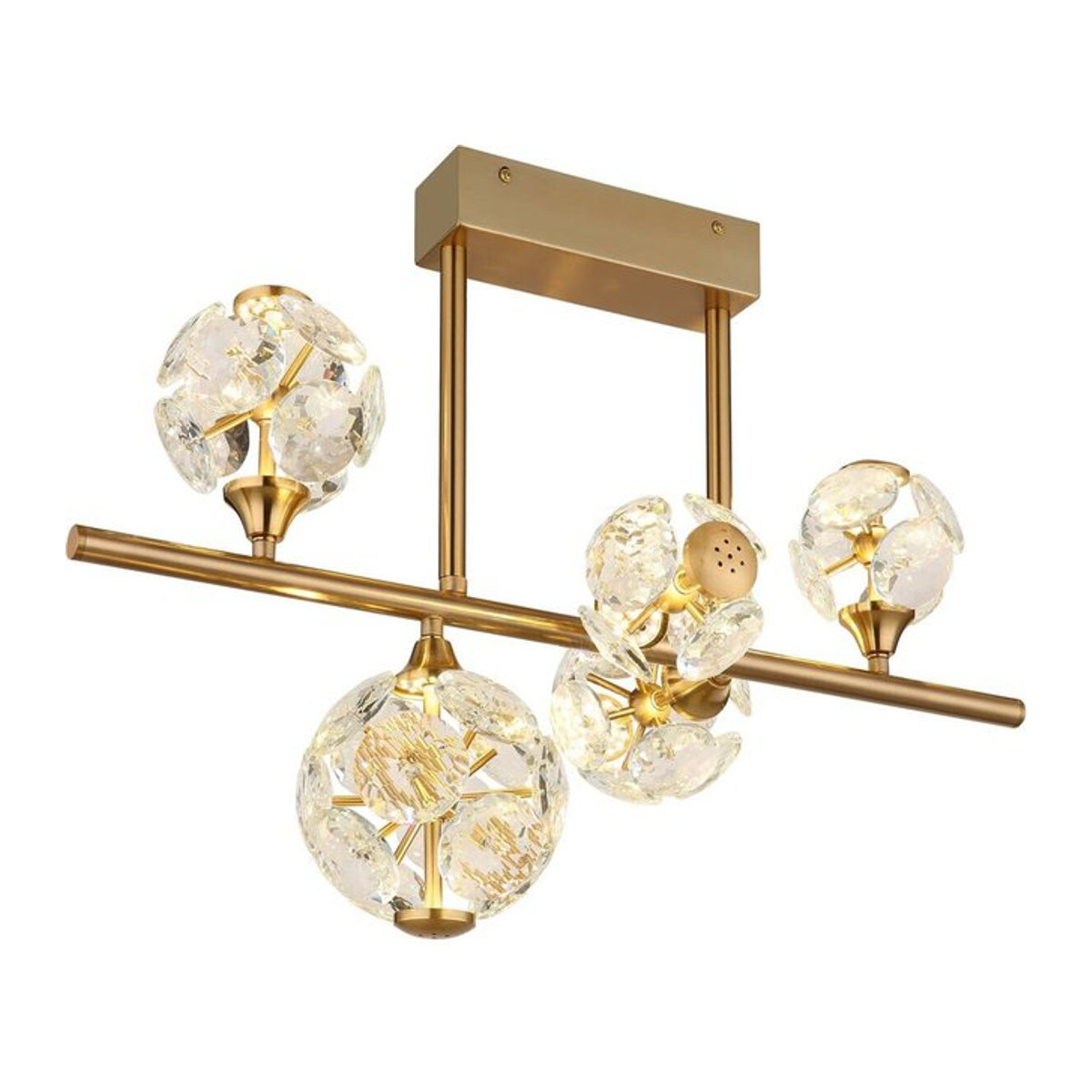 GLOBO Moderne Deckenleuchte aus Metall in Gold und Klar mit warmweißem LED-Licht, B/H/T: 31 x 45 x 61 cm - Bild 1